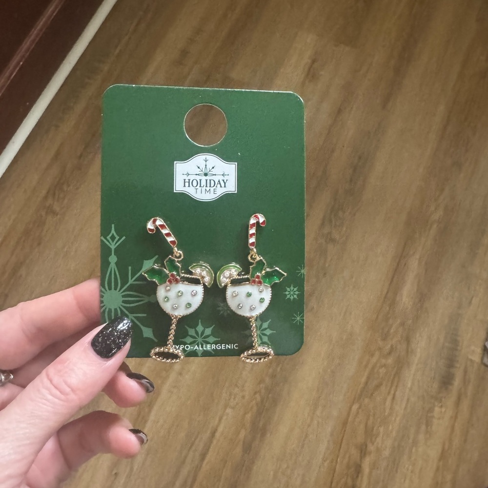 Holiday Time Christmas Drink Earrings